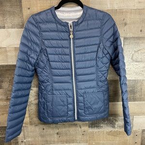 Betsy Johnson reversible quilted down jacket XS Blue and Silver